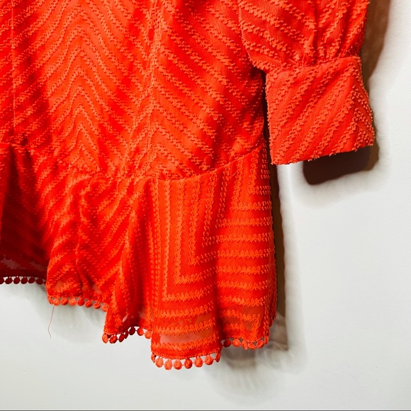 FAVLUX chevron red textured tiered mini dress - Picture 4 of 11